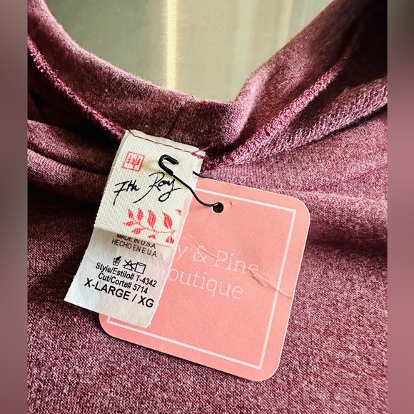 Lulu's French Terry Knit Long Sleeve Pullover Top Lace Cap Shoulder Barn Red XL - Picture 12 of 16